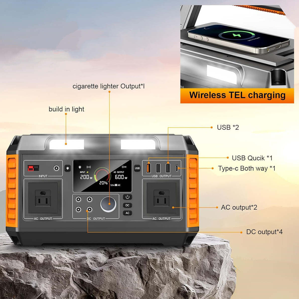 600w solar portable power station