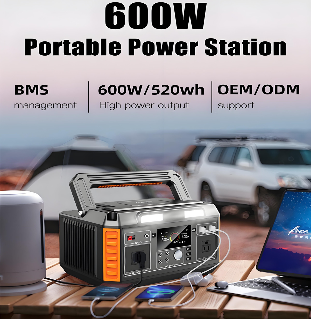 600w solar portable power station