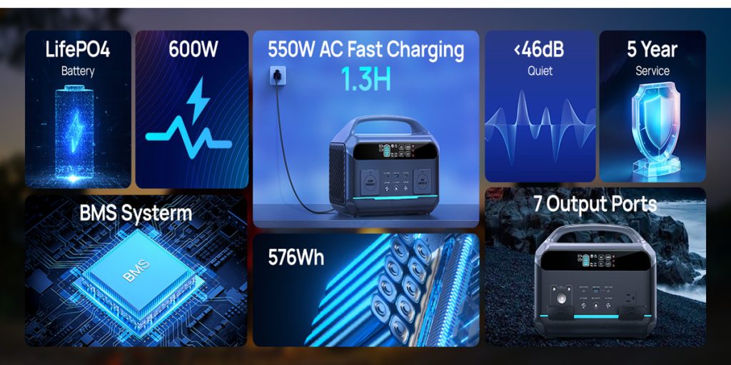 600w solar portable power station