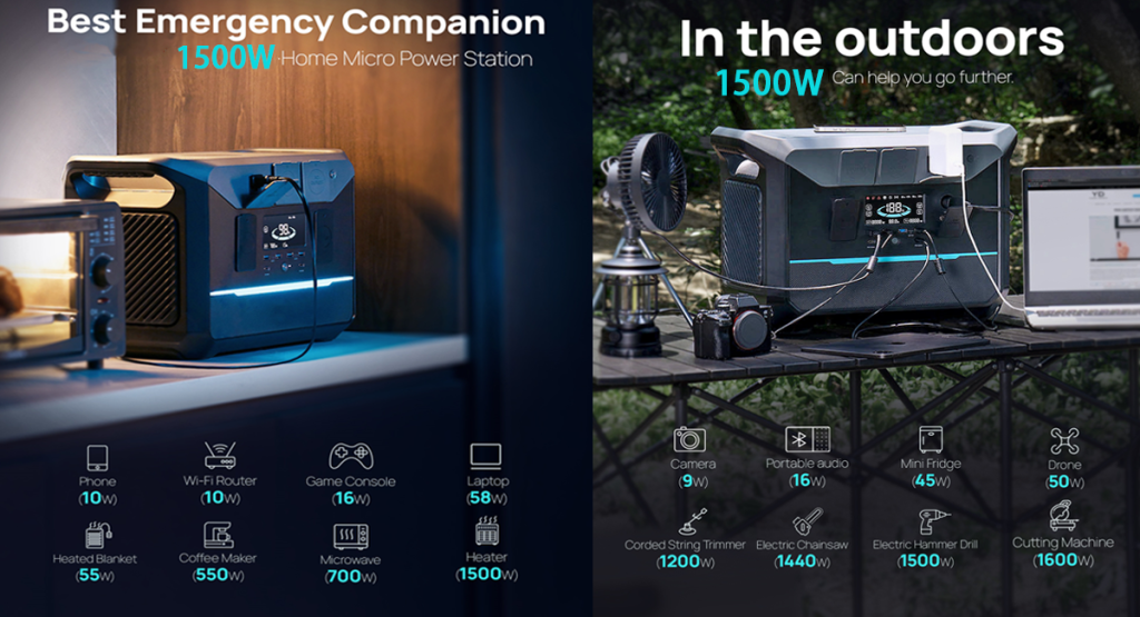 1500w solar portable power station